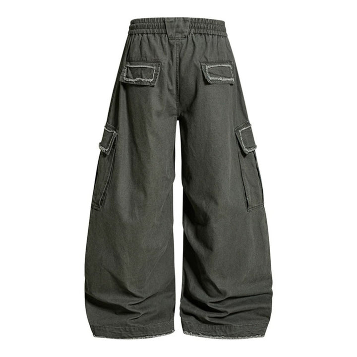 Women's Wide Cargo Pants with Elastic Waistband, Cargo Pockets, and Adjustable Hem Mune Fashion