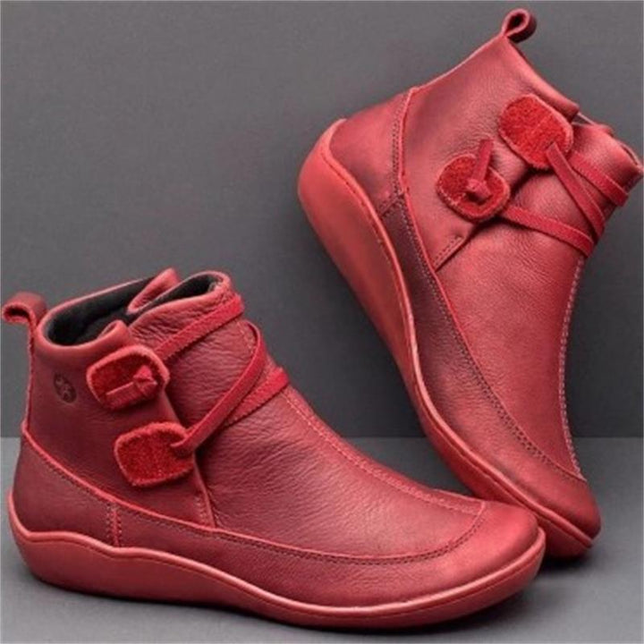 Women elegant ankle-high comfort ankle boots with double strap closure and flexible light sole Mune Fashion