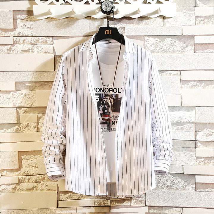 Men's nan legeres striped shirt with regular fit and kent collar Mune Fashion