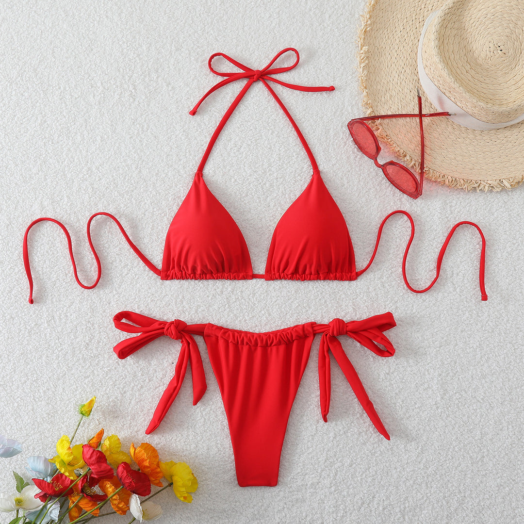 Women Triangle Bikini with fashionable tie straps Mune Fashion