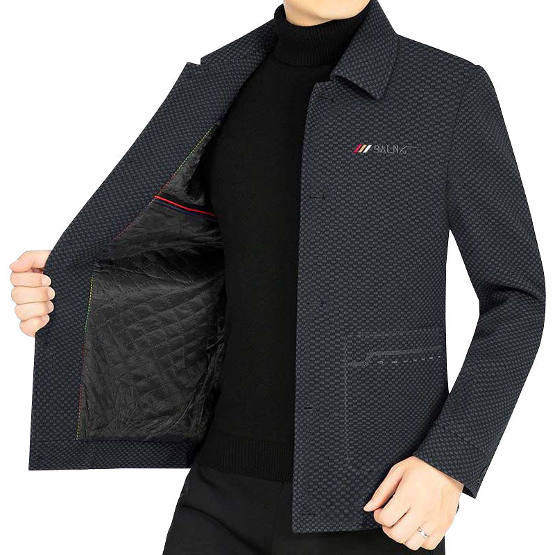 Men's lightweight textured transition jacket with shirt collar and patch pockets Mune Fashion