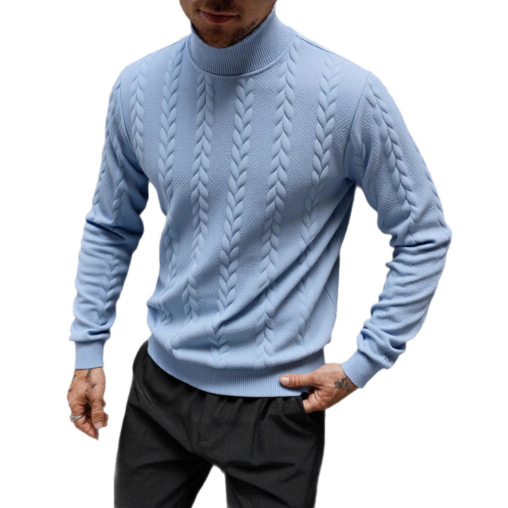 Men's chunky-knit turtleneck sweater with cable pattern and ribbed cuffs Mune Fashion