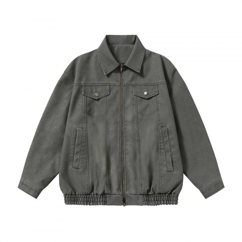 Unisex Boxy Jeans Jacket in Worker Look with Full Zipper, Shirt Collar, and Elastic Hem Mune Fashion