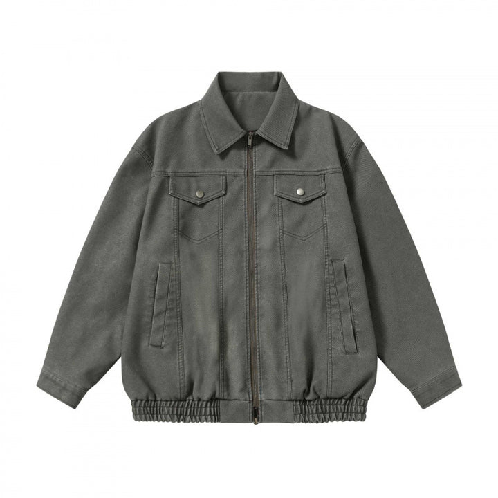 Unisex Boxy Jeans Jacket in Worker Look with Full Zipper, Shirt Collar, and Elastic Hem Mune Fashion