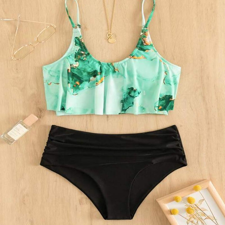 Women’s Sporty Bikini with Floral Ruffles Mune Fashion