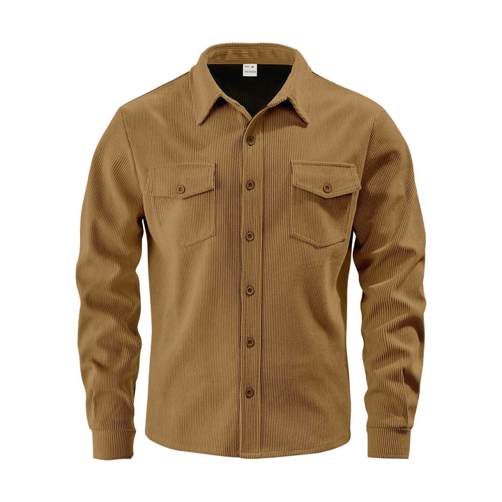 Men's cord shirt jacket made of wide corduroy with flap pockets and shirt collar Mune Fashion