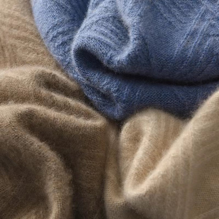 Men's short roll-neck sweater made of merino mix with diagonal diamond structure Mune Fashion