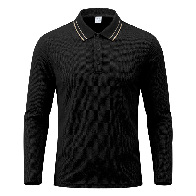Men's long sleeve polo made of structured piqué cotton blend with contrast collar Mune Fashion