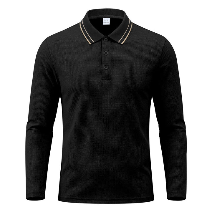 Men's long sleeve polo made of structured piqué cotton blend with contrast collar Mune Fashion