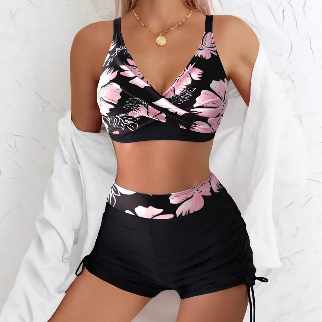 Women's bikini set with floral top and adjustable waistband Mune Fashion