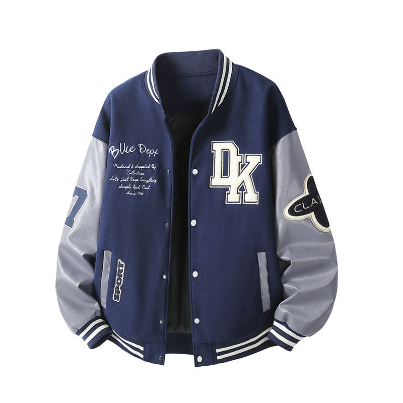 Men's Retro College Varsity Jacket with Quilted Thermal Lining and Applications Mune Fashion