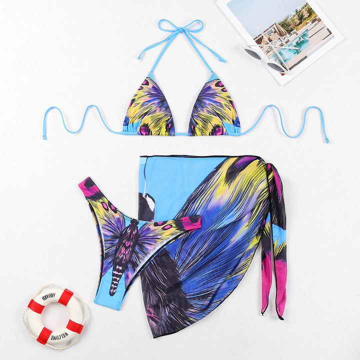 Women's Triangle Bikini Set with exciting butterfly print and matching Pareo Mune Fashion