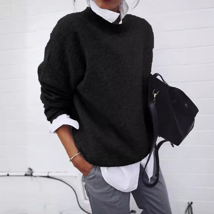 Women Oversize Cuddly Knit Sweater with Loose Fit, Dropped Shoulder and Mohair Look Mune Fashion