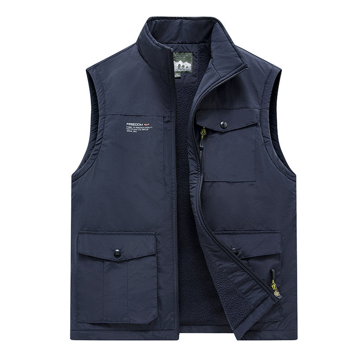 Herren Gefütterte Utility-Weste mit Teddyfutter und Multifachtaschen Mune Fashion