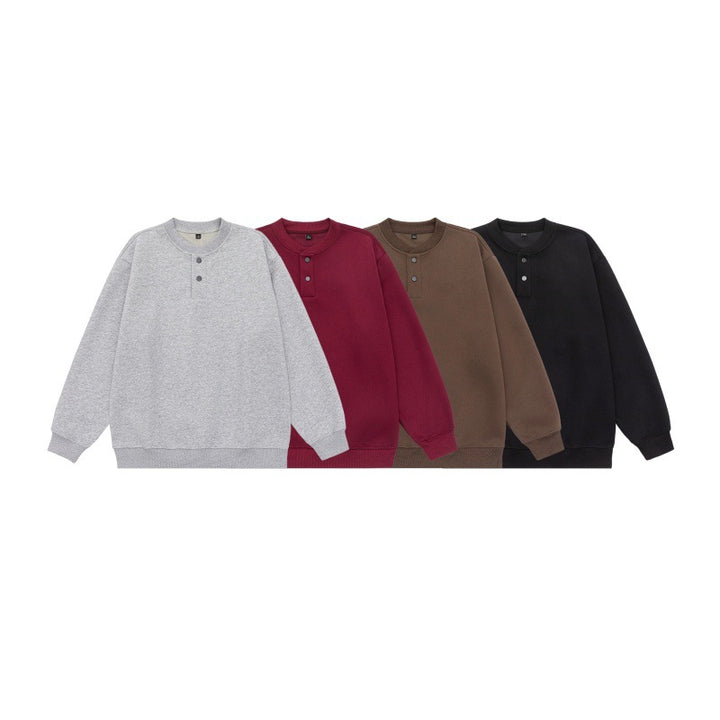 Unisex Loose-fit sweatshirt with half-button placket and ribbed cuffs Mune Fashion