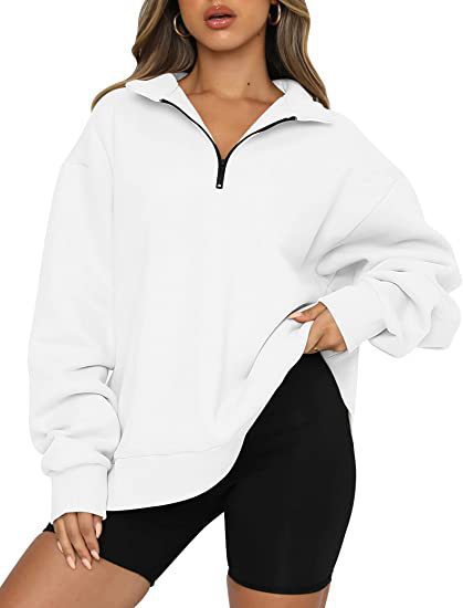 Women's oversized sweatshirt with half zipper, stand-up collar and dropped shoulder Mune Fashion