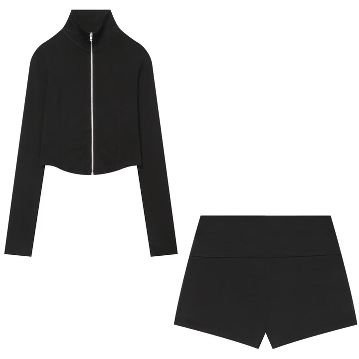 Women Short Cut Zip-Up Set Made of Stretch Jersey Mune Fashion