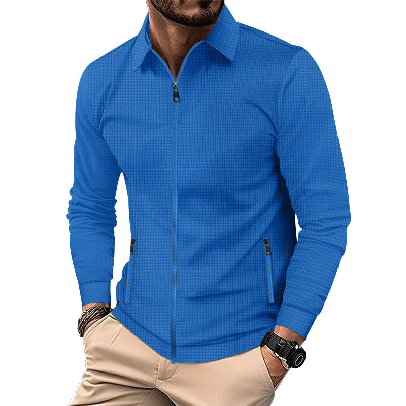 Men's patterned structured Slim-Fit zip-over shirt with collar Mune Fashion