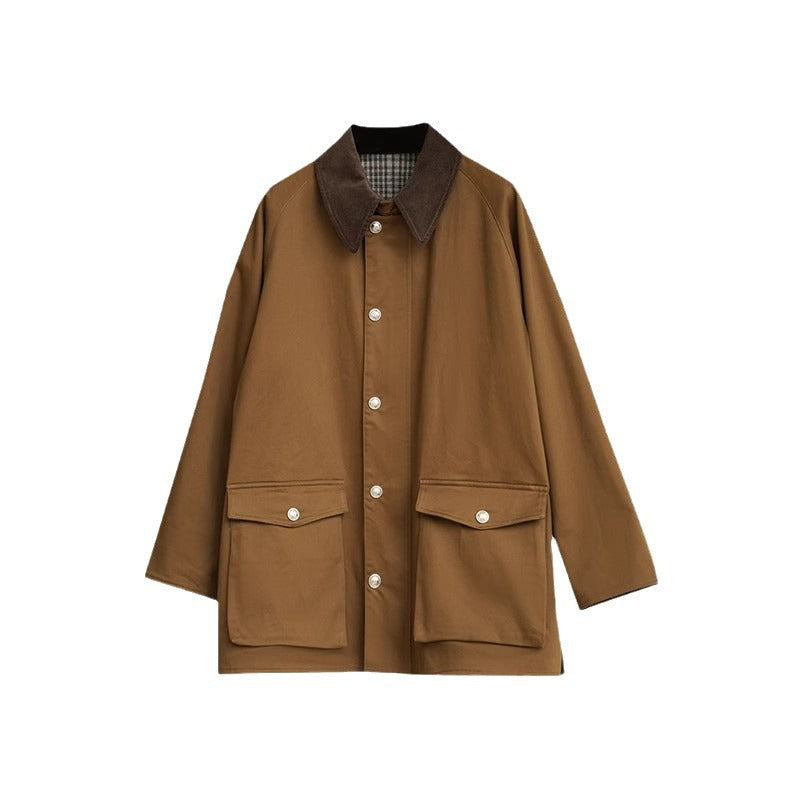 Women Stylish Transitional Jacket with Practical Collar and Large Pockets Mune Fashion