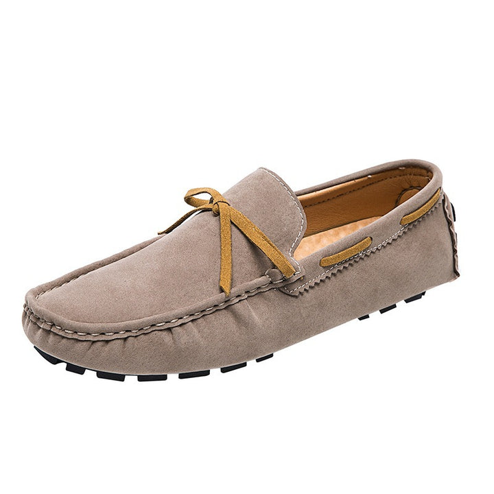 Men's suede moccasins with soft plush lining, decorative tassel, and textured rubber outsole Mune Fashion