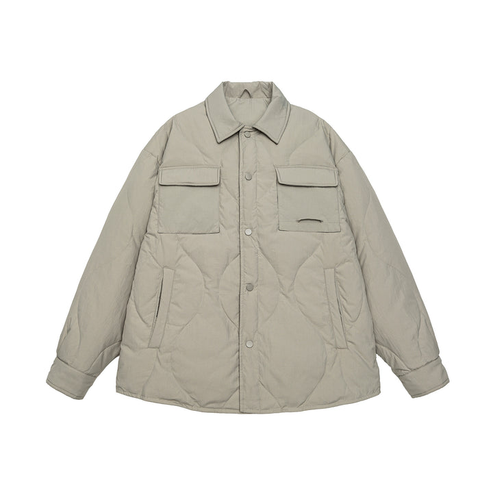 Men's Quilted Oversized Shirt Jacket with Quilting, Snap Buttons, and Chest Pockets Mune Fashion