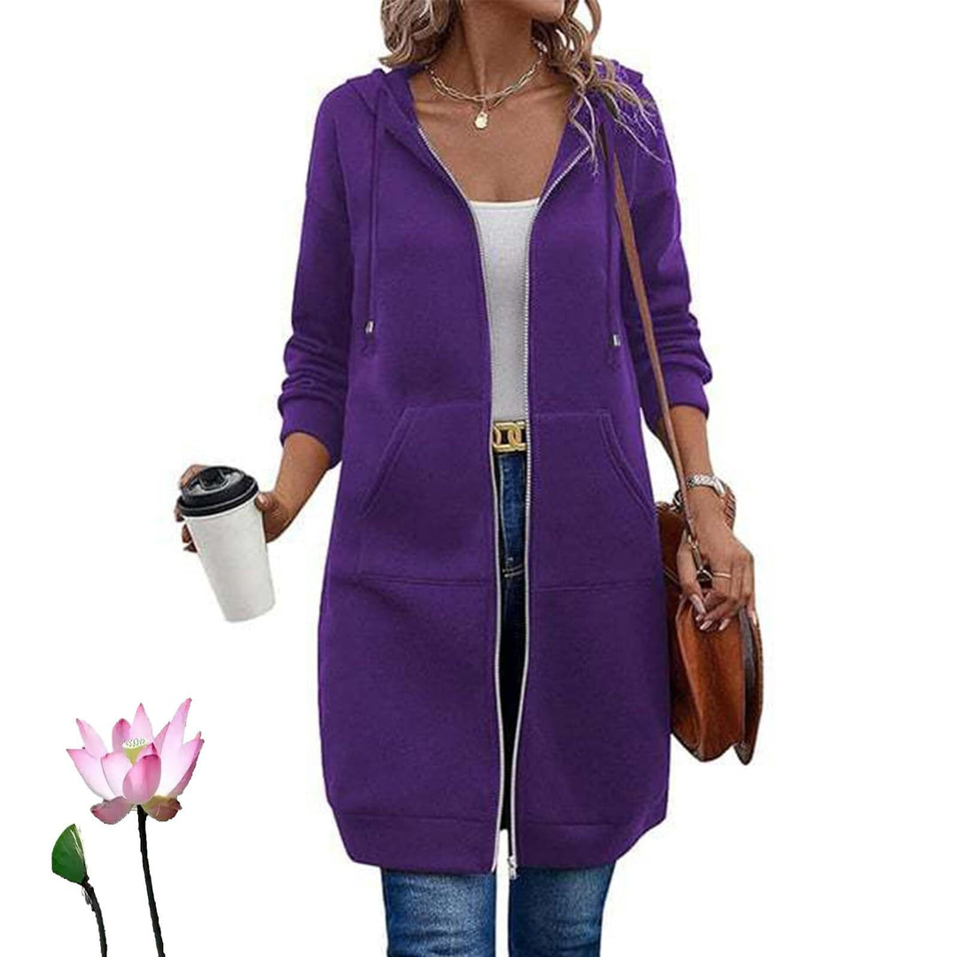 Women's Long Hooded Coat with Pockets