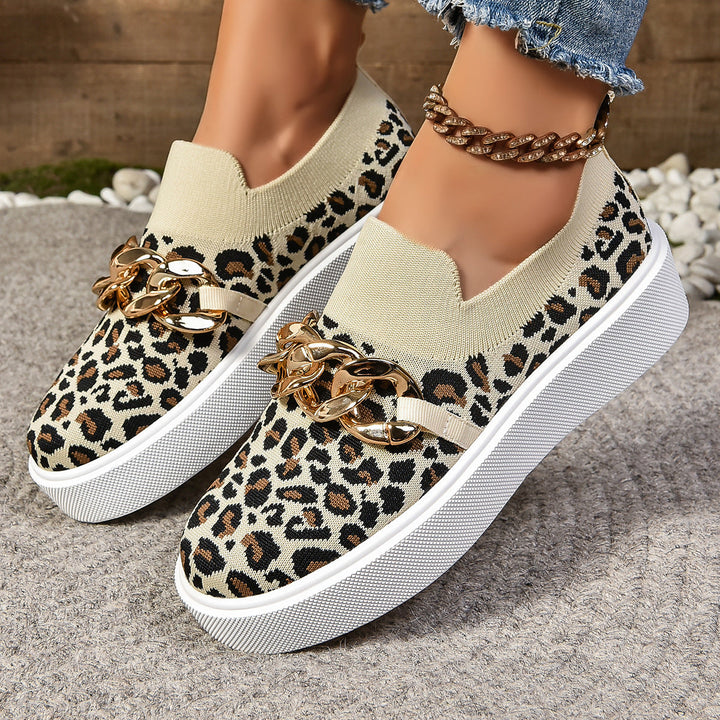 Women Fashionable Slip-On Sneakers with Elegant Chain Detail Mune Fashion