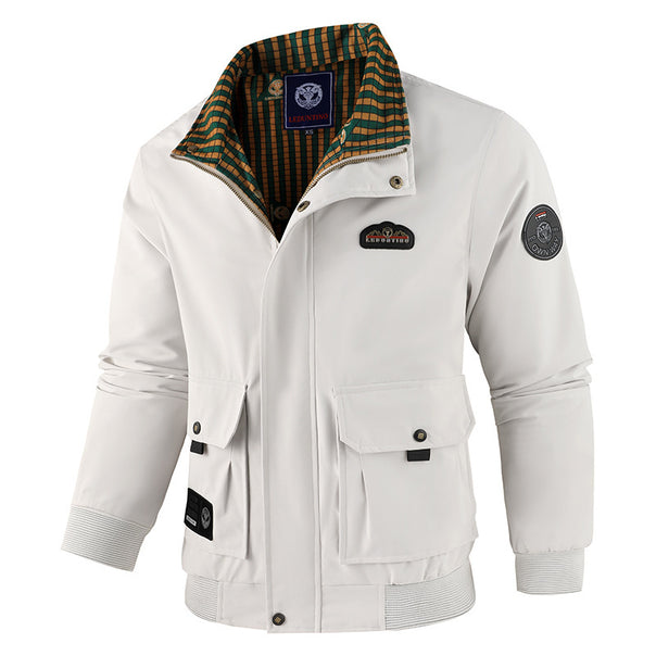 Men's nan windproof field bomber jacket with quilted inner collar padding, concealed zip front, and multifunctional flap pockets Mune Fashion
