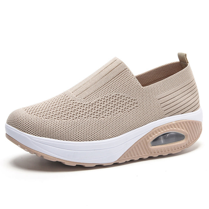 Women's knitted slipper with hidden wedge sole and visible air chamber Mune Fashion