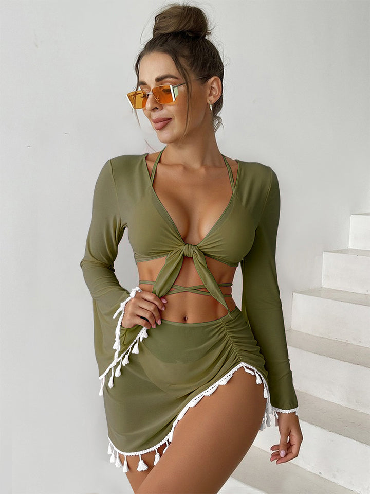 Women's swim set with stylish top and wrap skirt Mune Fashion