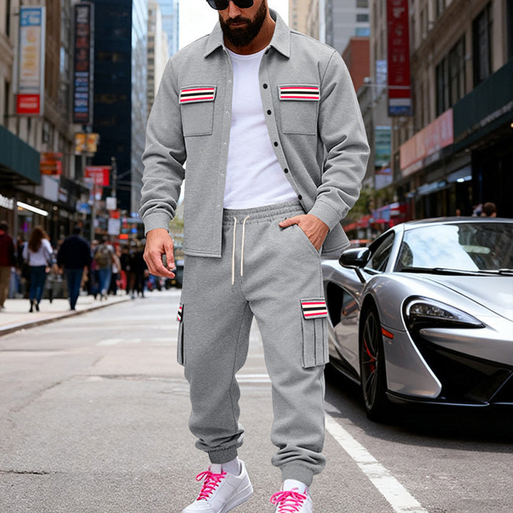 Men's Urban Two-Piece Utility Jogging Set with Overshirt and Cargo Pants Mune Fashion