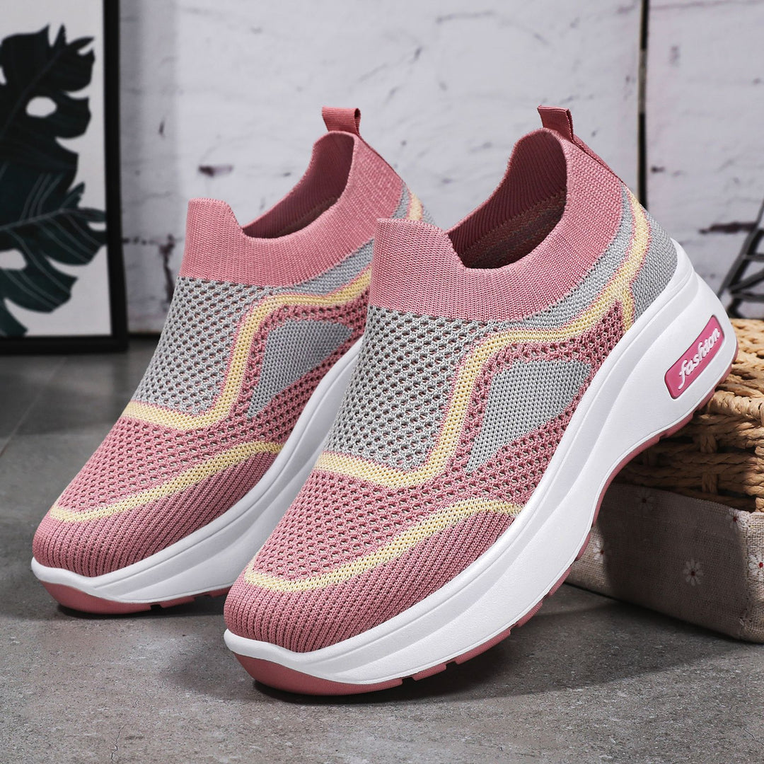 Women nan ultra-lightweight knit slip-on with ergonomic wedge sole and removable comfort insole compartment Mune Fashion