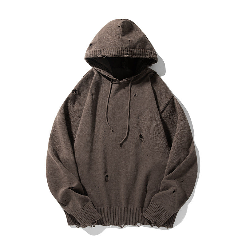 Unisex Oversize Knit Hoodie in Destroyed Look Mune Fashion
