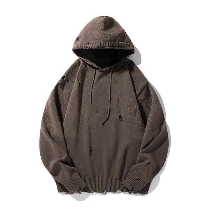 Unisex Oversize Knit Hoodie in Destroyed Look Mune Fashion