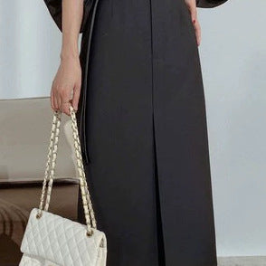 Women Elegant Midi Skirt with High Waist Mune Fashion