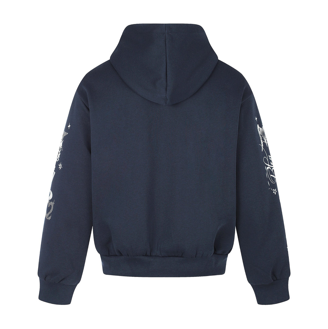 Unisex Printed Hooded Zip Jacket in Casual Boxy Cut with Full Zip Mune Fashion