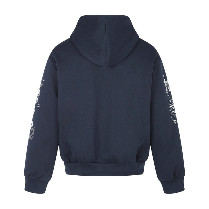 Unisex Printed Hooded Zip Jacket in Casual Boxy Cut with Full Zip Mune Fashion