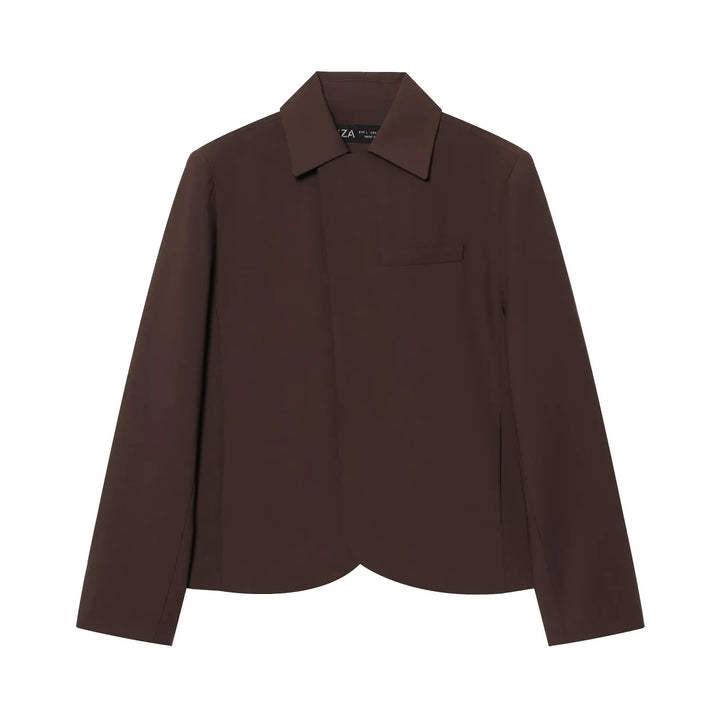 Women's minimally cut short blazer with concealed button placket and breast welt pocket Mune Fashion