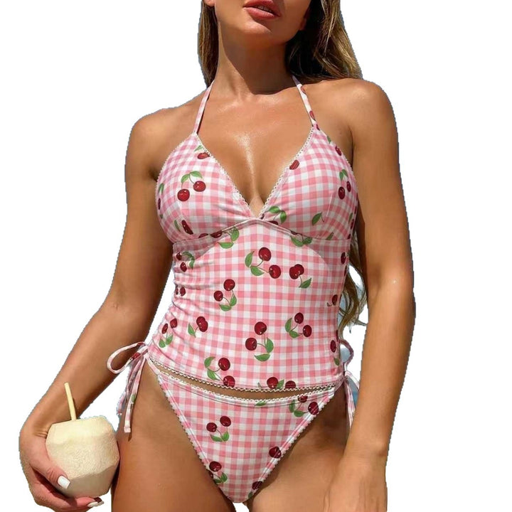 Women's V-shaped swimsuit with playful check pattern Mune Fashion