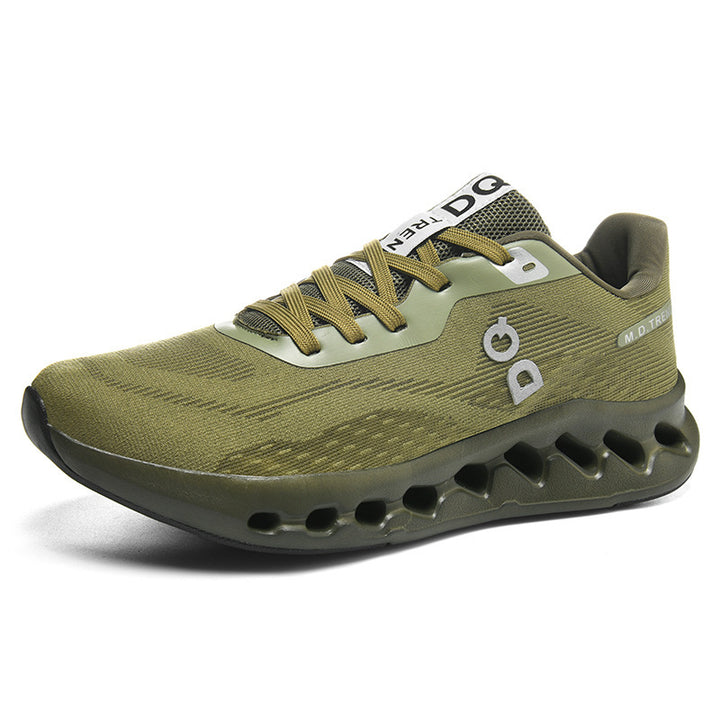 Men's trail-inspired comfort sneaker with ventilated hollow chamber cushioning and seamless knit upper Mune Fashion