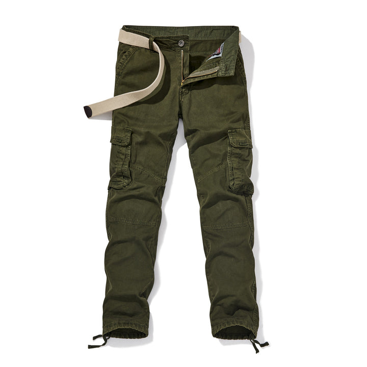 Men's Slim-Fit Cargo Pants with Reinforced Knees, Tunnel Drawstring Hems and Multiple Pockets Mune Fashion
