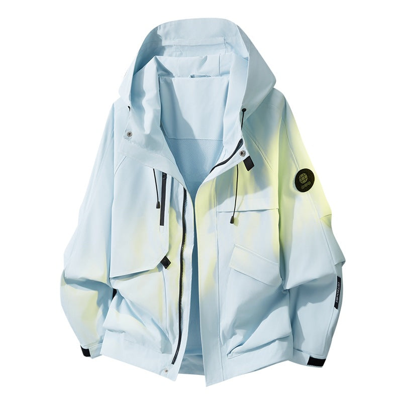 Men's Oversize Utility Hoodie Jacket with multifunctional pockets, two-way zipper & adjustable hem