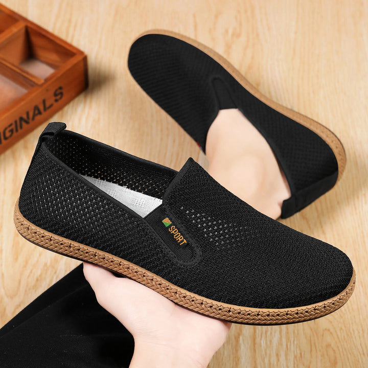Men's breathable knit slip-on loafer with elastic entry, braided decorative sole, and padded comfort insole Mune Fashion