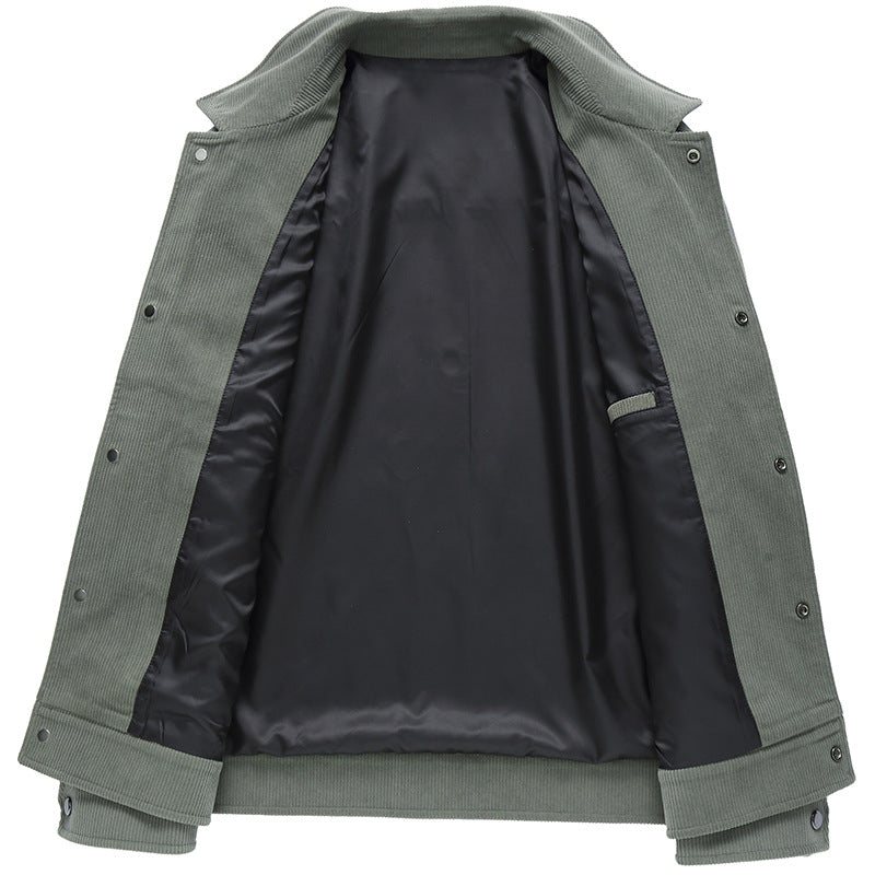 Men's structured corduroy transitional jacket with snap button front and patch pockets Mune Fashion