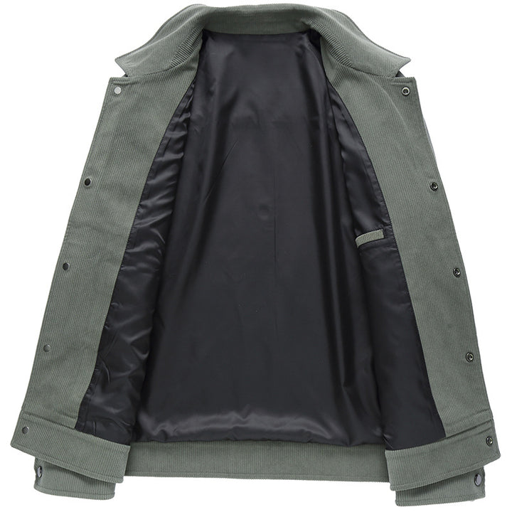 Men's structured corduroy transitional jacket with snap button front and patch pockets Mune Fashion