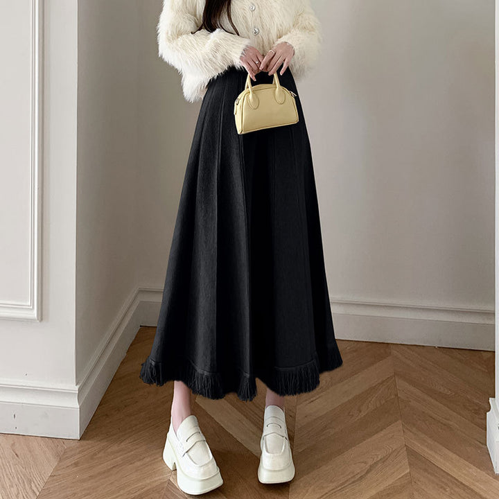 Women's Elegant Maxi Skirt with Fringes Mune Fashion