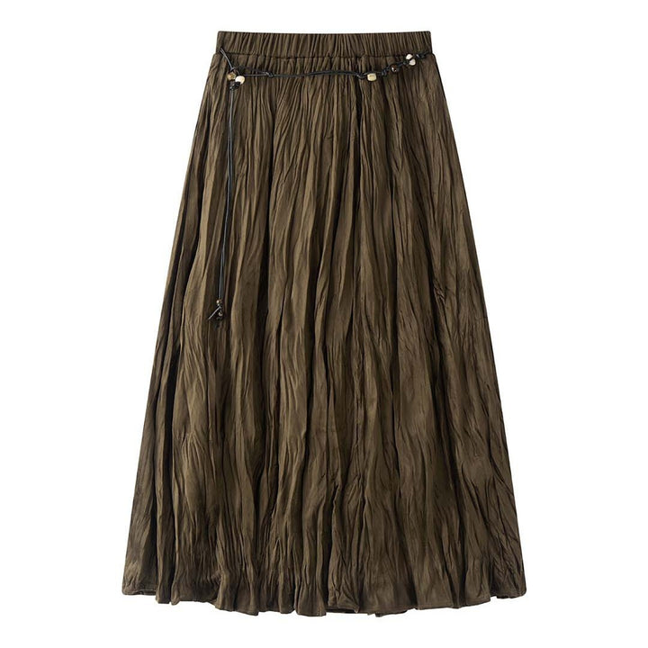 Women's Pleated Midi Skirt with Crinkle Structure Mune Fashion