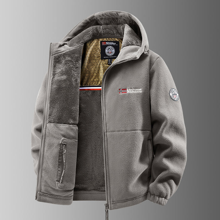 Men's Cozy Fleece Hoodie Jacket with Teddy Lining, Windproof and Zipper Pockets Mune Fashion