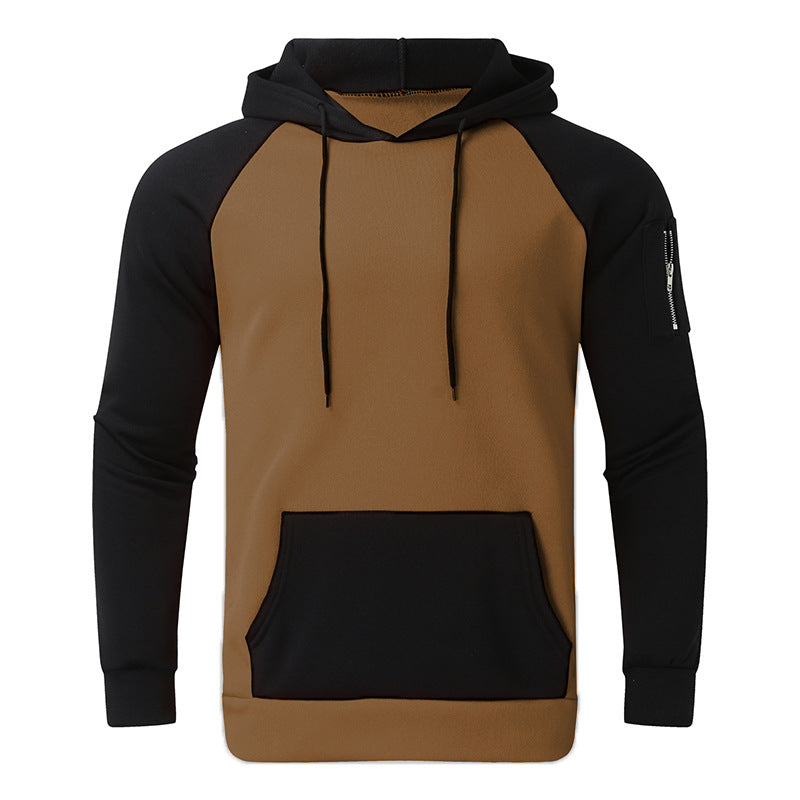 Men's raglan hoodie made of cotton blend with kangaroo pocket, sleeve pocket, and hood drawstring Mune Fashion
