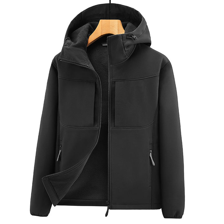 Men's Thermo Softshell Jacket with Sherpa Lining, Hood and Concealed Zipper Pockets Mune Fashion